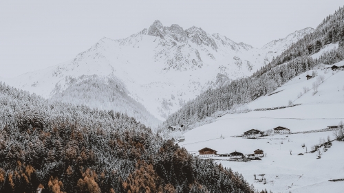 Wonderful Mountain Valley and Snow