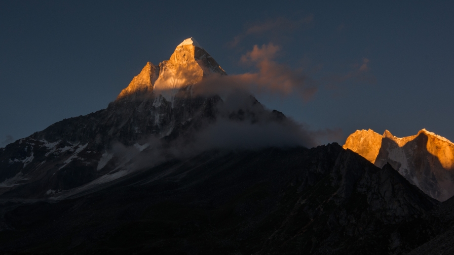 Wonderful Mountains Peaks on Sunrise