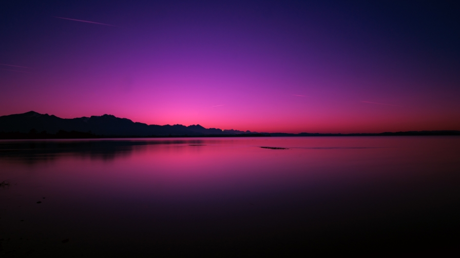 Wonderful Pink Sunset and Silence Lake