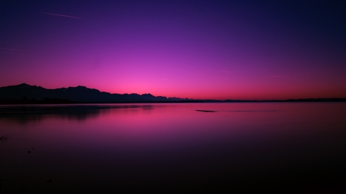 Wonderful Pink Sunset and Silence Lake