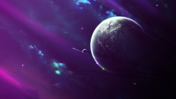 Wonderful Purple Galaxy and Single Planet