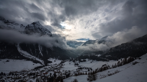 Wonderful Snowed Mountain Valley