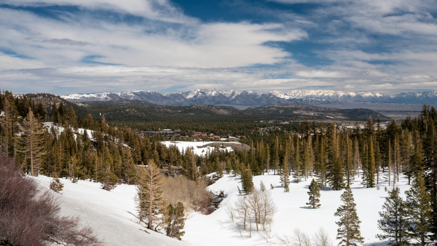 Wonderful Snowed Valley and Mountains