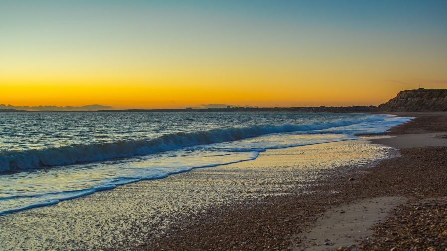 Yellow Sunrise and Beautiful Beach